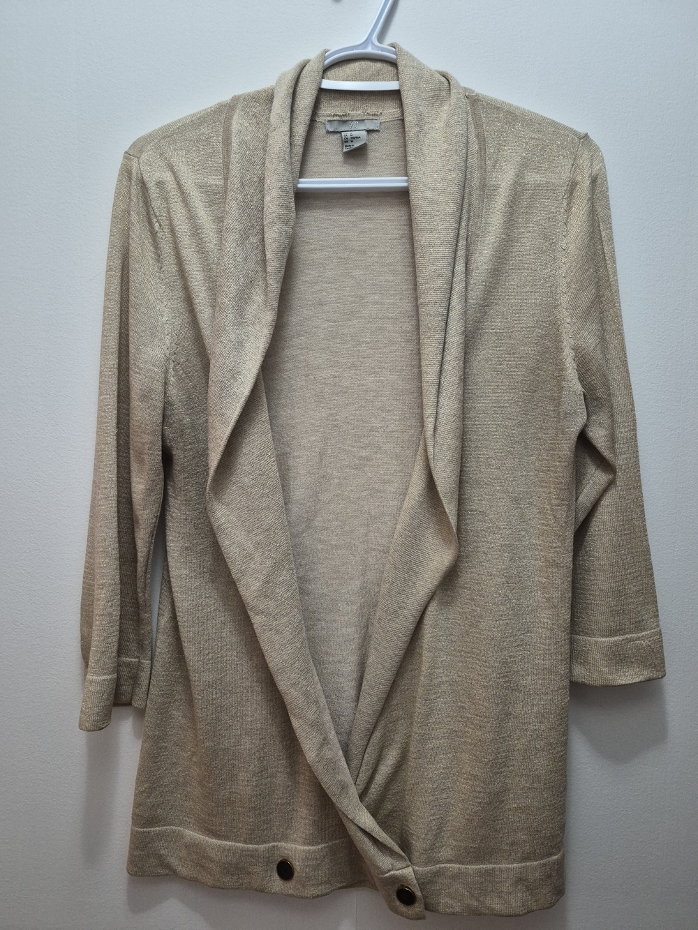 H&M Beige/Gold Open-Front Draped Women’s Cardigan